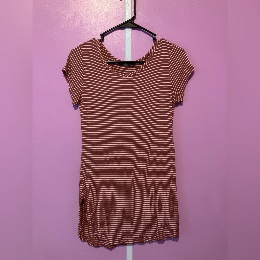 Pinc Mauve and White Striped Dress